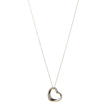 Tiffany 18K Yellow Gold 22mm Elsa Peretti Open Heart Pendant Necklace 1 of 7
