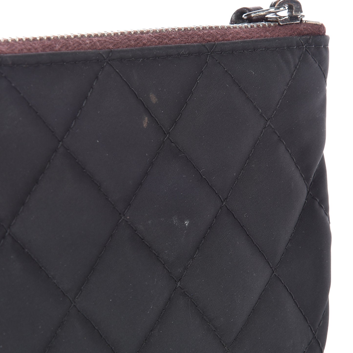 Nylon Quilted Small Cosmetic Case Black