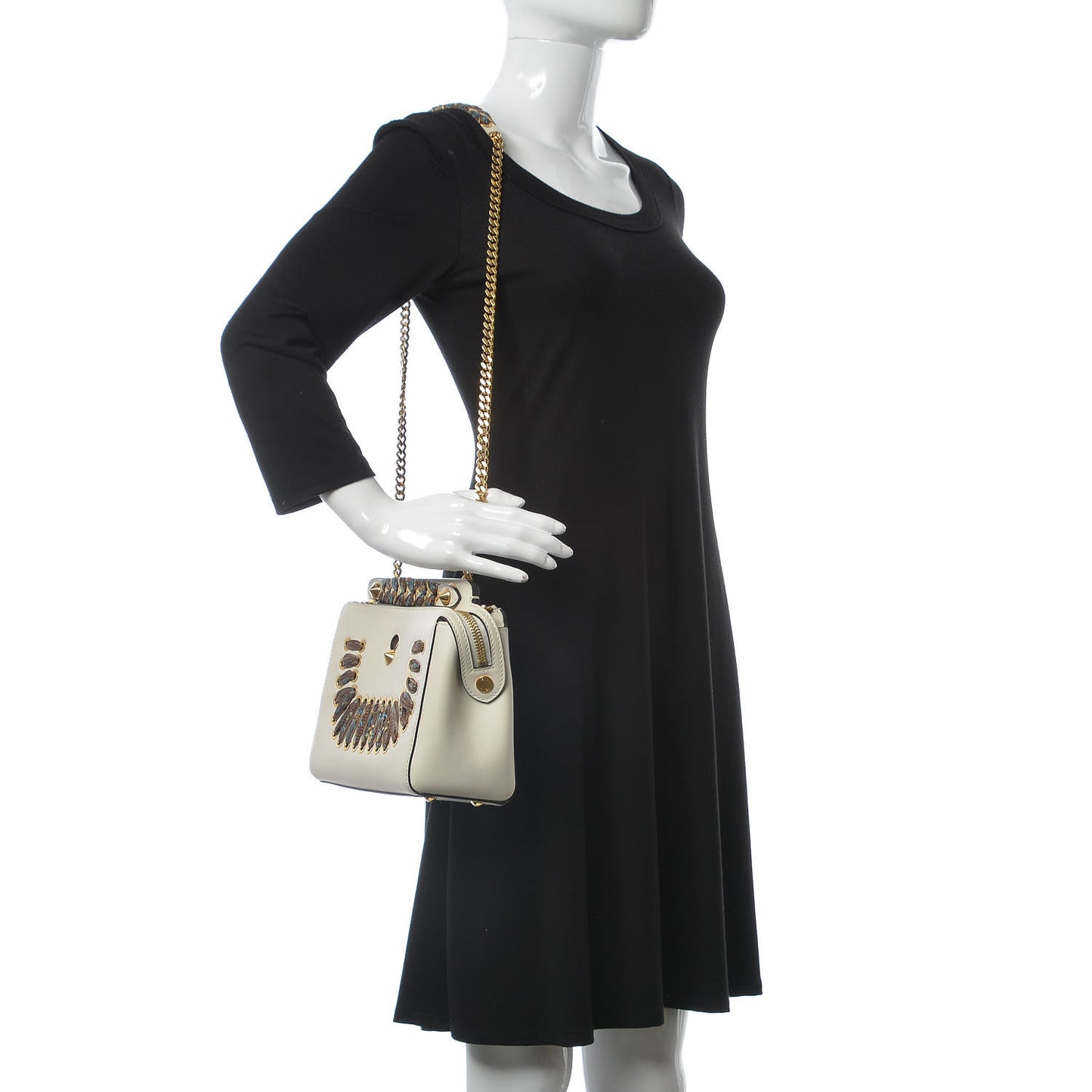 Vitello Baltico Ribbon Lace Up Floral Small DotCom Click Chain Satchel White Multicolor