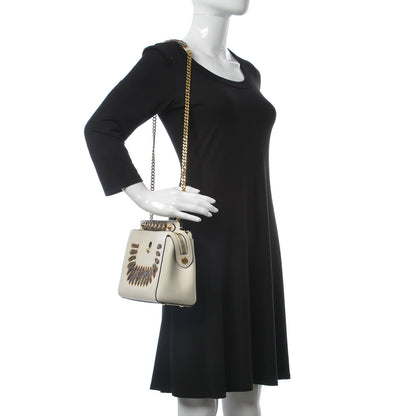 Fendi Vitello Baltico Ribbon Lace Up Floral Small DotCom Click Chain Satchel White Multicolor 2 of 19