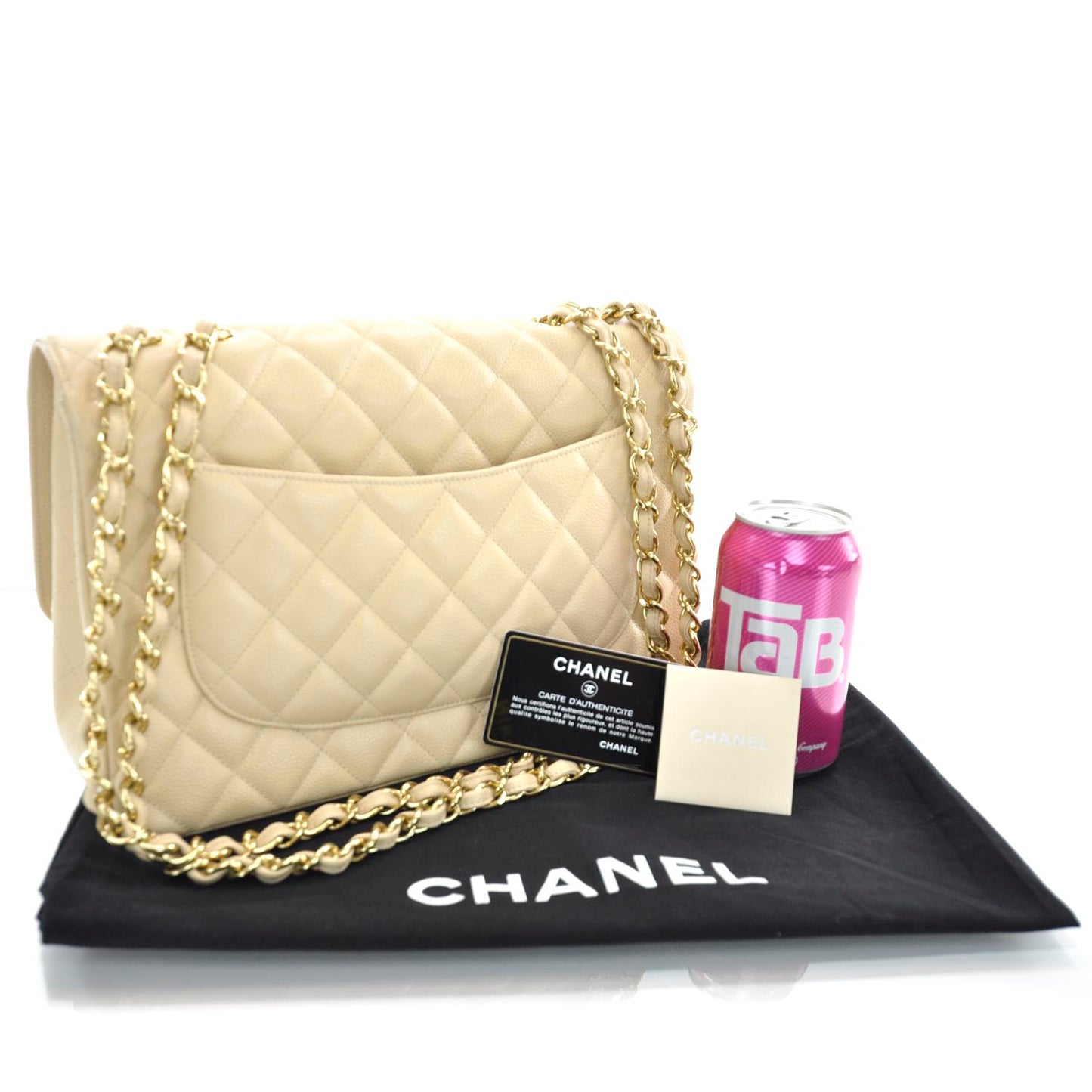 Caviar Jumbo Single Flap Beige