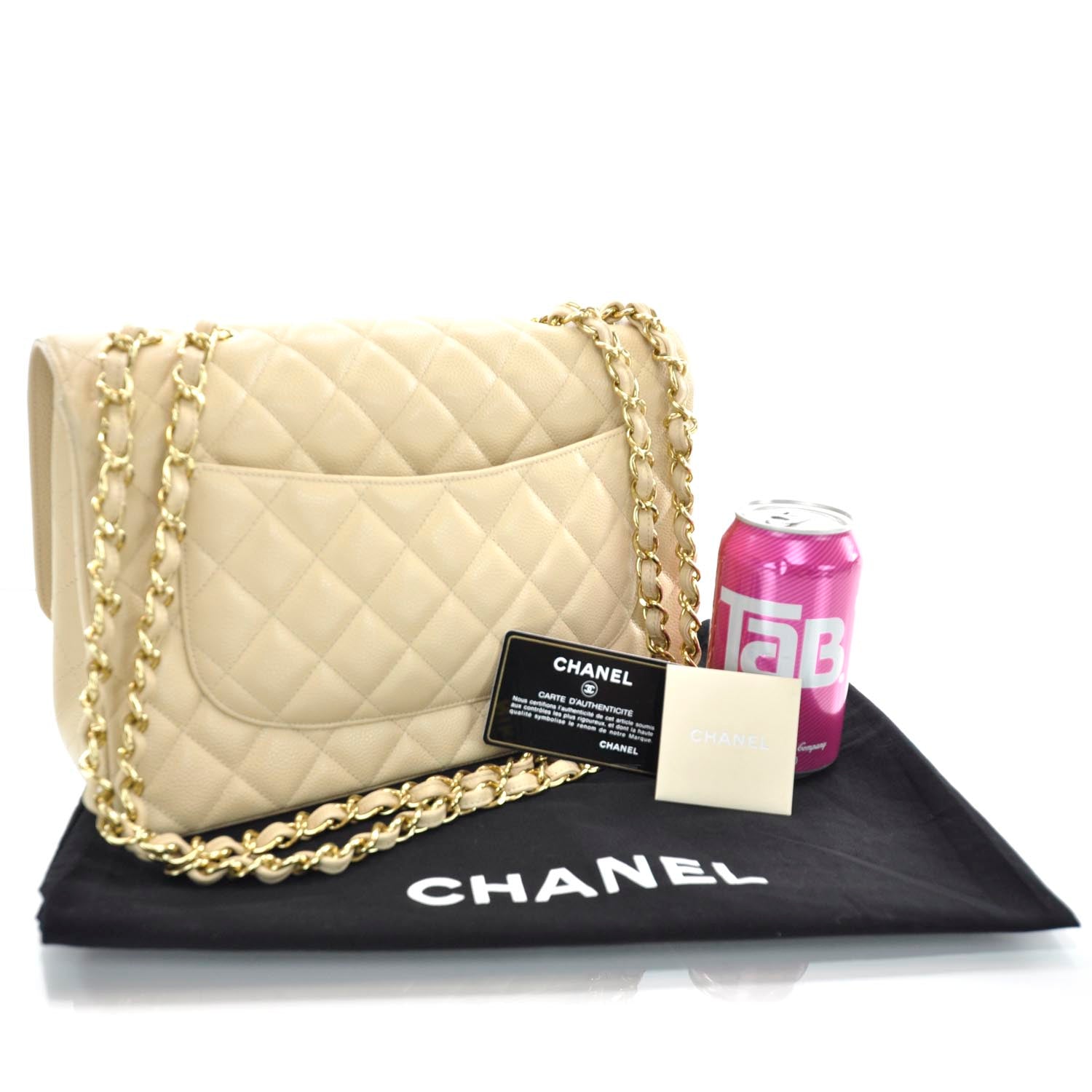 Chanel Caviar Jumbo Single Flap Beige 3 of 12