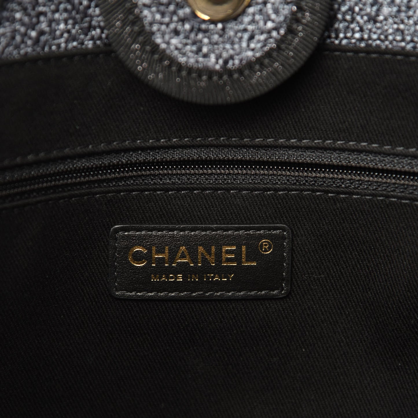 Woven Straw Raffia Small Deauville Tote Charcoal