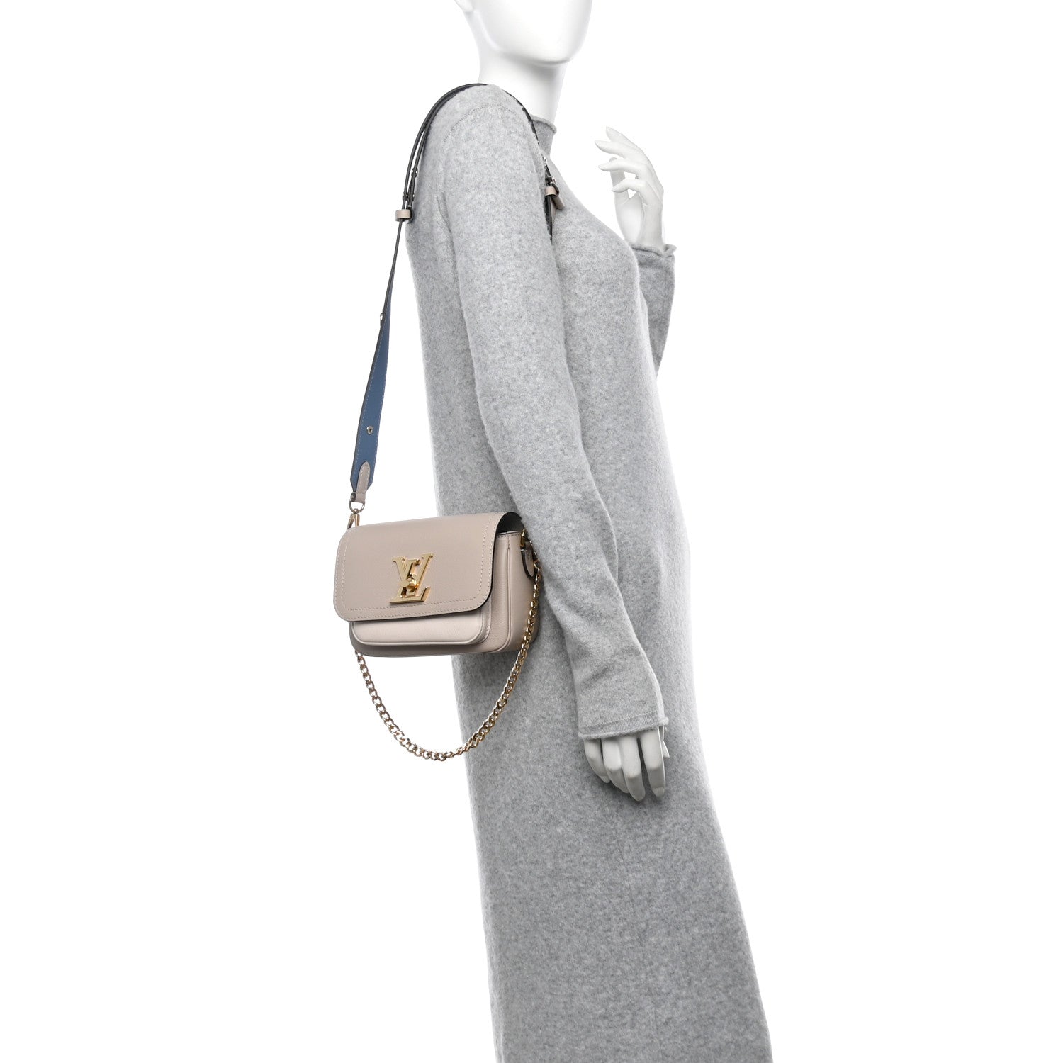 Louis Vuitton Grained Calfskin Lockme Tender Greige 3 of 9