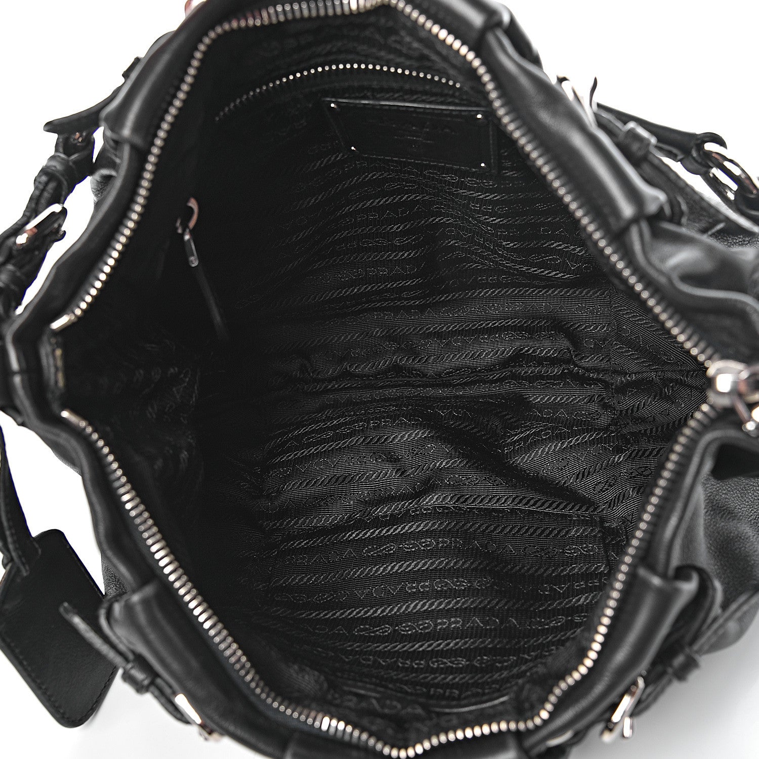 Prada Soft Calf Pleated Hobo Black 5 of 10