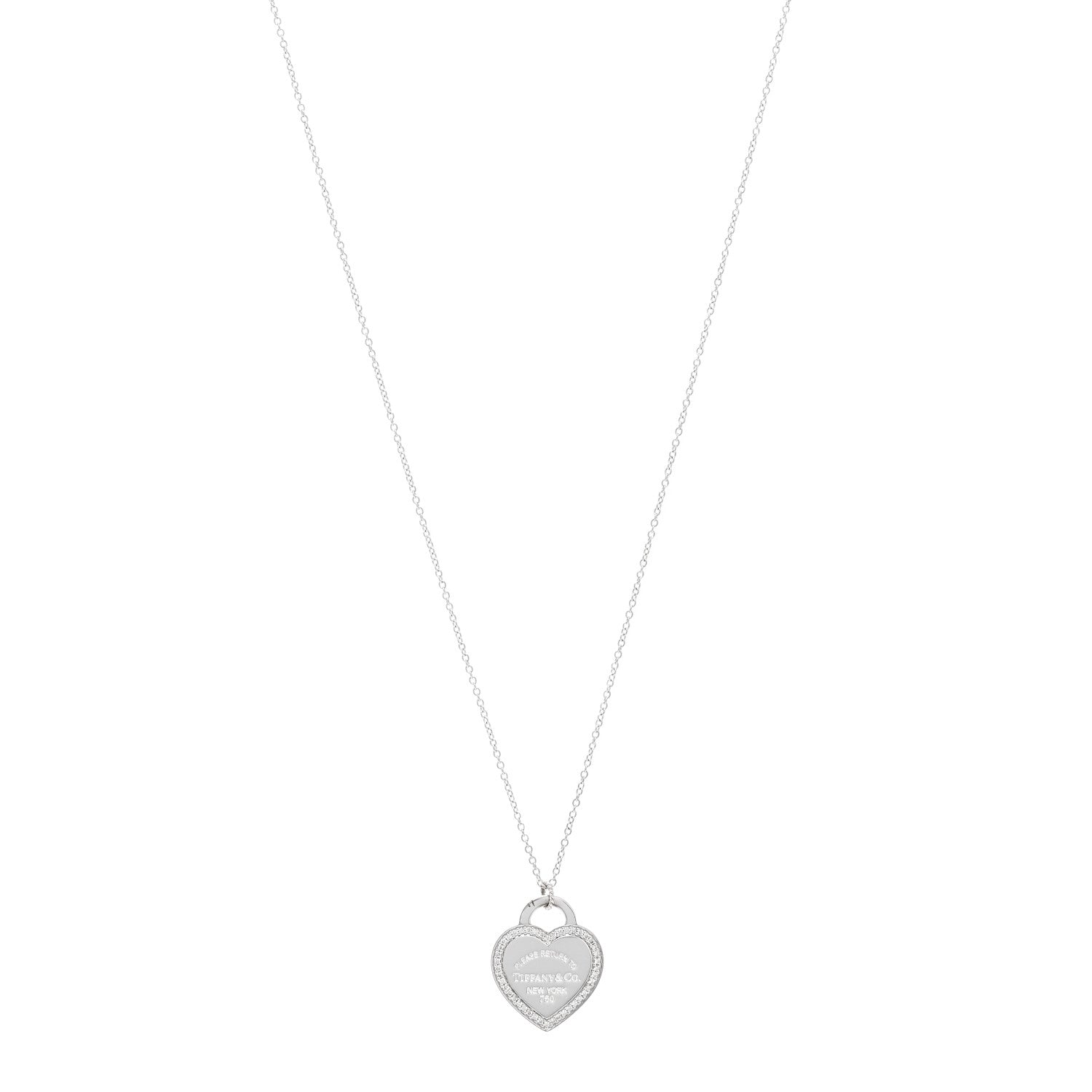 Tiffany 18K White Gold Diamond Return To Tiffany Heart Tag Pendant Necklace 1 of 8