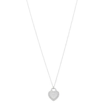Tiffany 18K White Gold Diamond Return To Tiffany Heart Tag Pendant Necklace 1 of 8