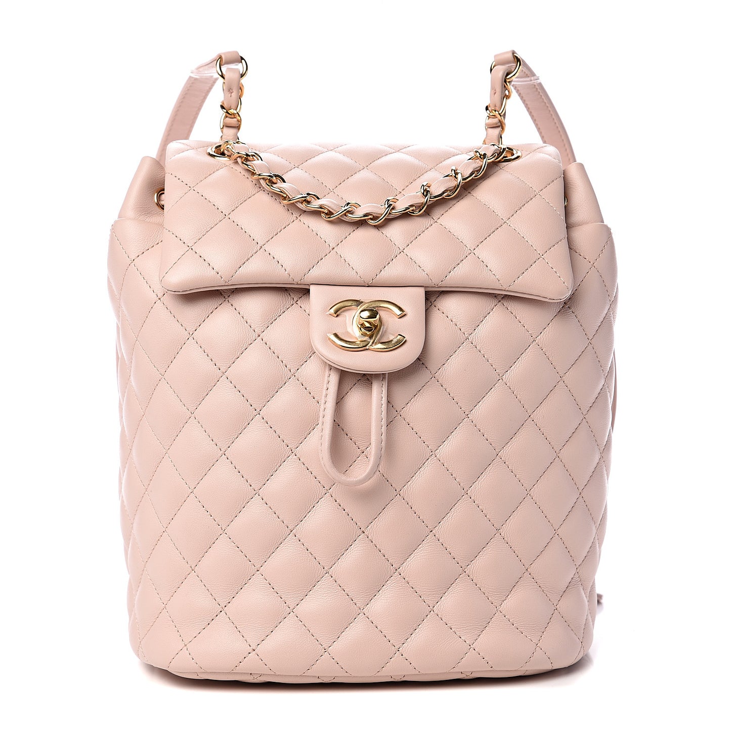 Calfskin Quilted Small Urban Spirit Backpack Beige