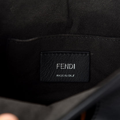Fendi Vitello Century Velvet F is Fendi FF Small Kan I Shoulder Bag Black Tobacco 5 of 9