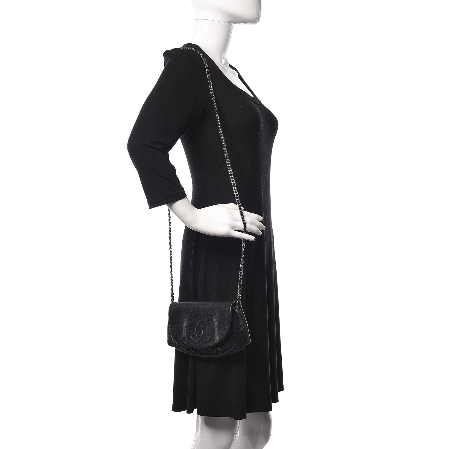 Chanel Caviar Half Moon Wallet On Chain WOC Black 2 of 12