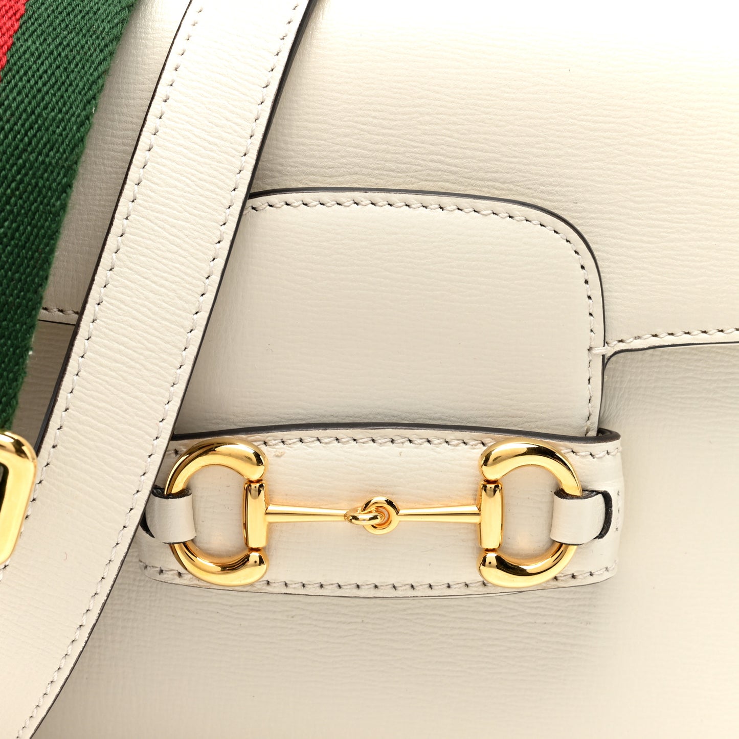 Azalea Calfskin Web Mini Horsebit 1955 Shoulder Bag Mystic White