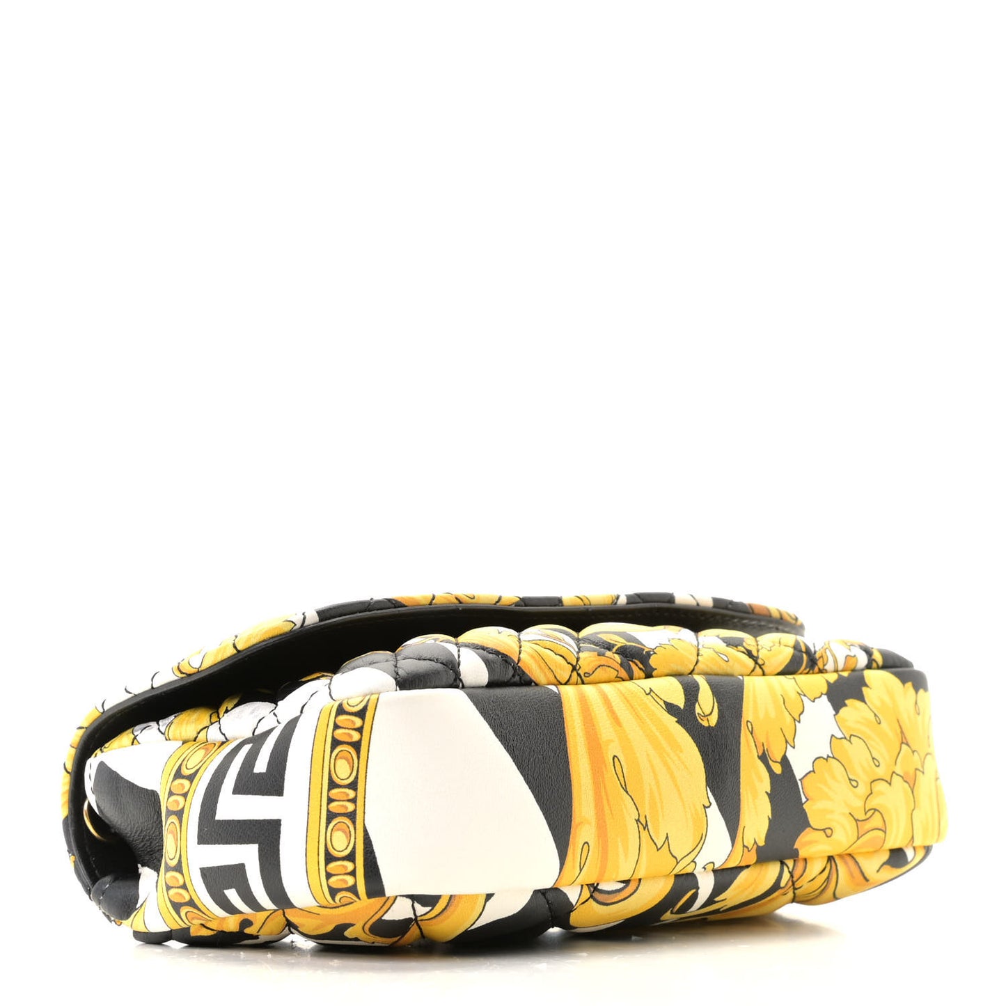 Nappa Baroque Print Quilted Trapuntata Tribute Wallet Chain Crossbody Gold Black