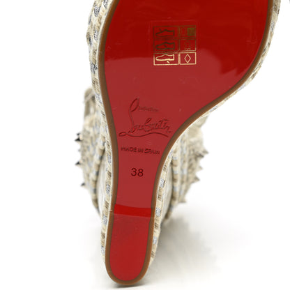 Christian Louboutin Calfskin Crocodile Embossed Madmonica 120 Wedge Sandals 38 Chalk 6 of 8
