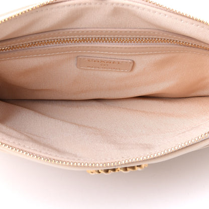 Chanel Shiny Goatskin Quilted Chanel 19 Pouch Beige 4 of 4