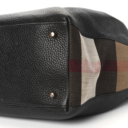 Burberry Grainy Calfskin House Check Medium Maidstone Black 8 of 9