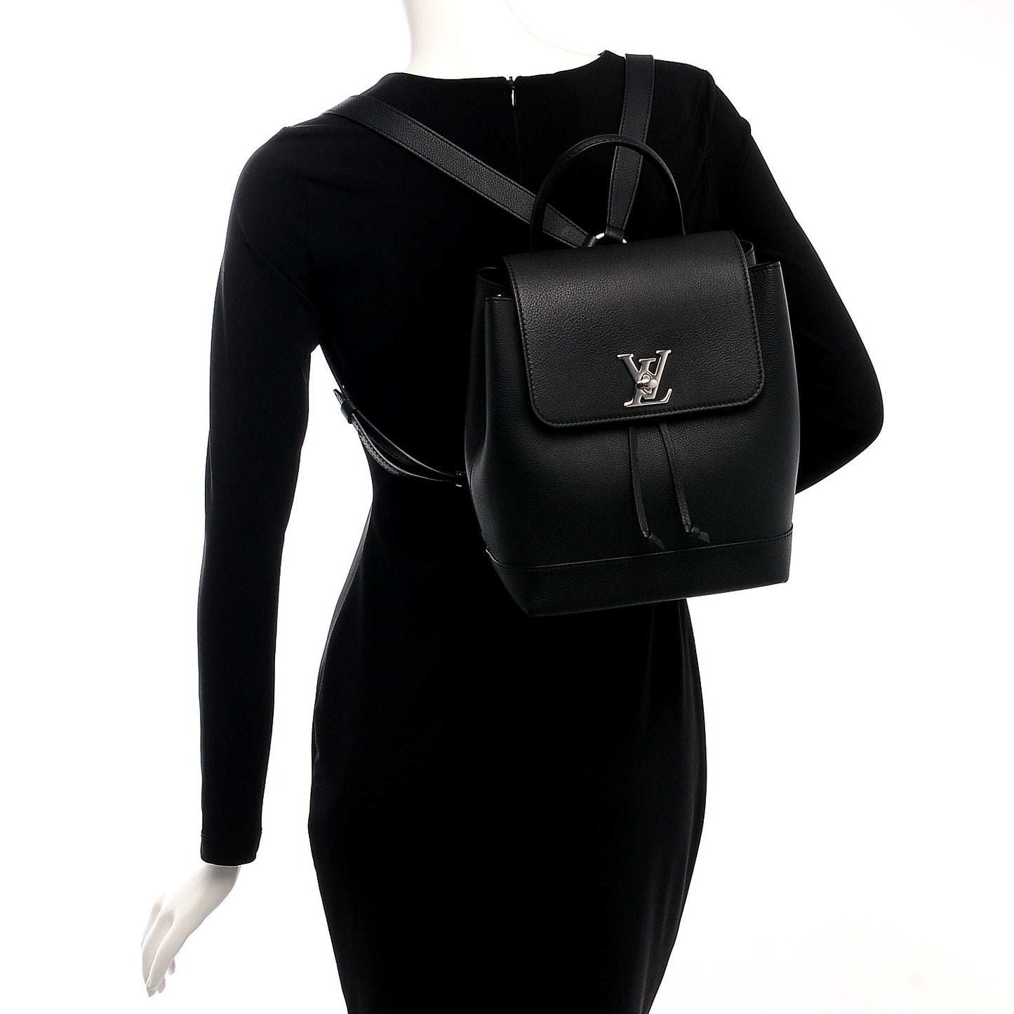 Calfskin Lockme Backpack Black