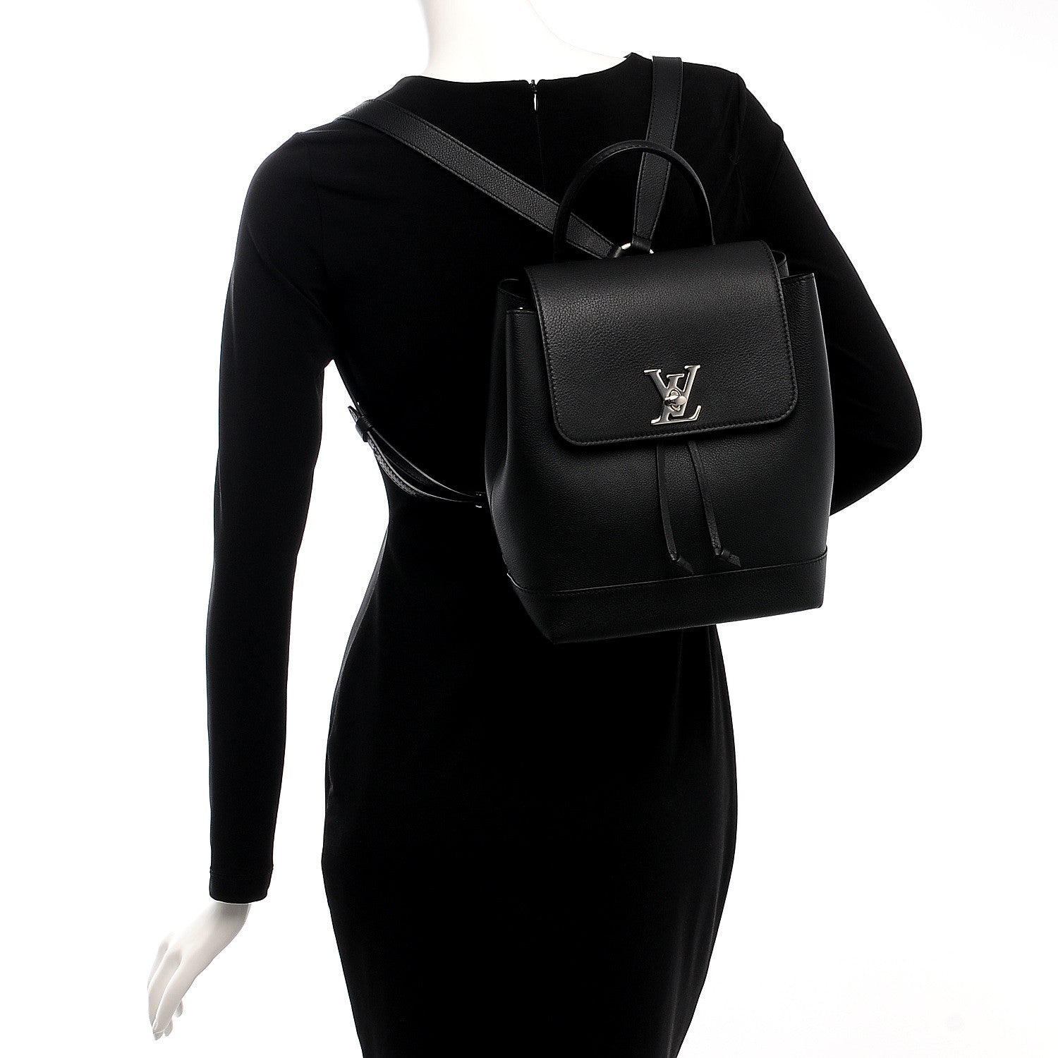 Louis Vuitton Calfskin Lockme Backpack Black 2 of 7