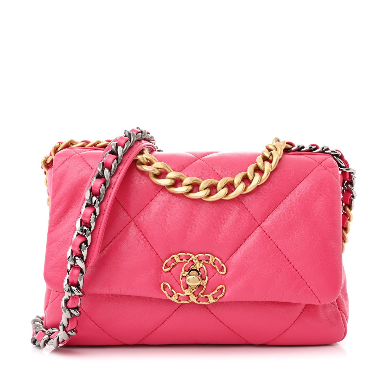 Goatskin Quilted Medium Chanel 19 Flap Dark Pink