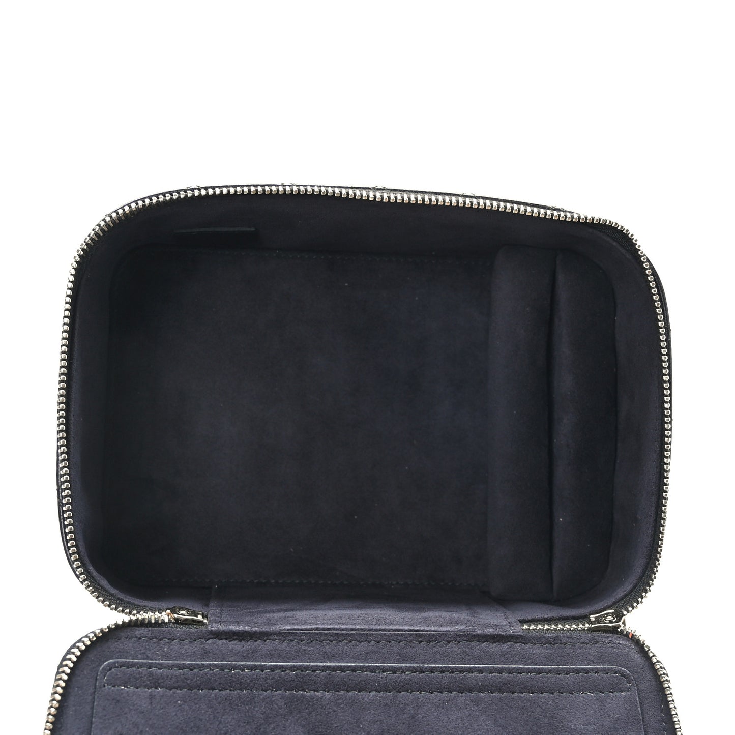 Lambskin Quilted Top Handle Jewelry Case Black