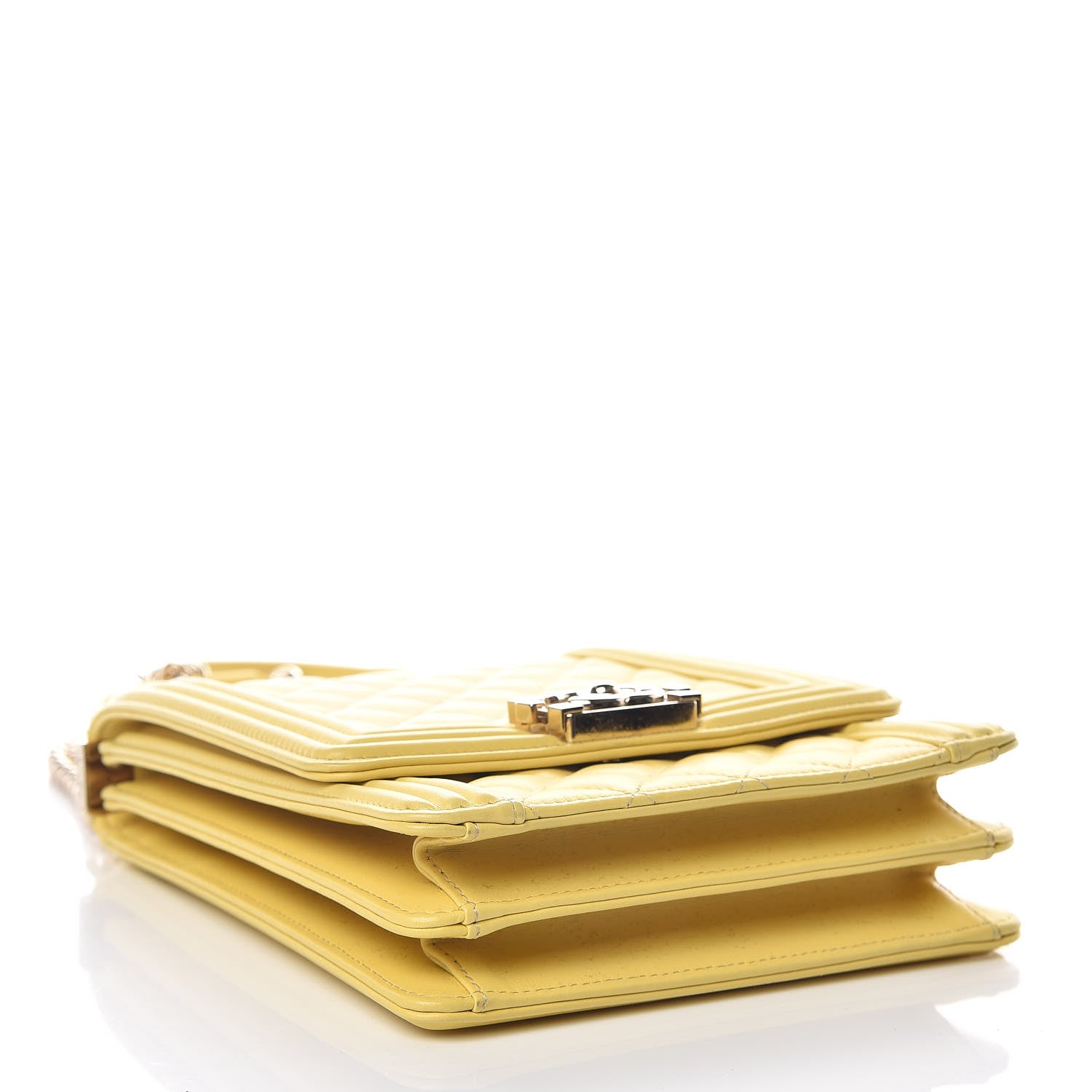Chanel Lambskin Quilted North South Boy Flap Yellow 4 of 9