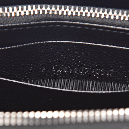 Saint Laurent Grain De Poudre Matelasse Chevron Monogram Zip Around Wallet Black 7 of 9