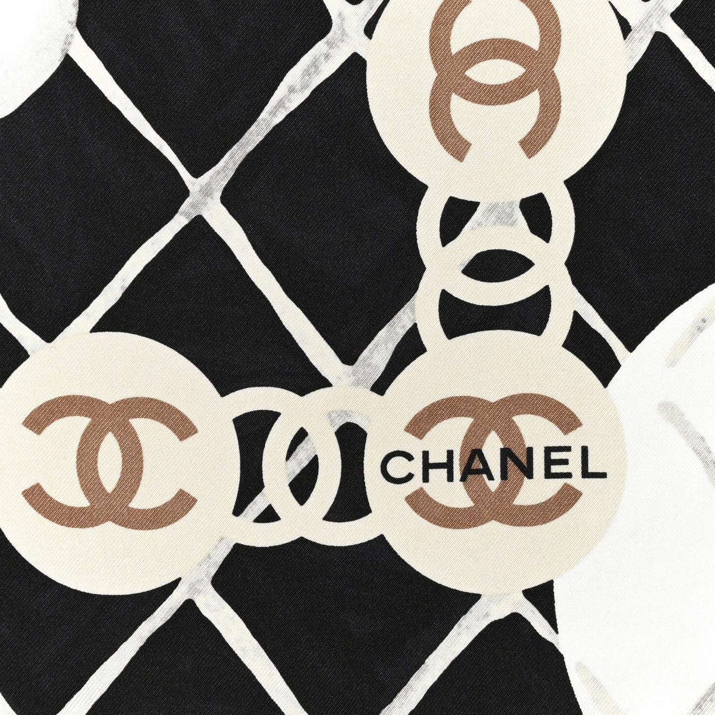 Silk Camellia CC Square Scarf Black
