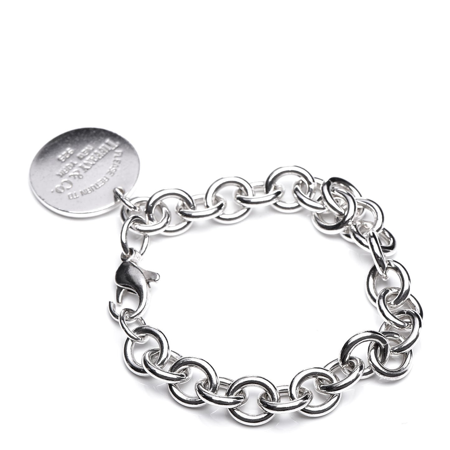 Sterling Silver Return to Round Tag Charm Bracelet