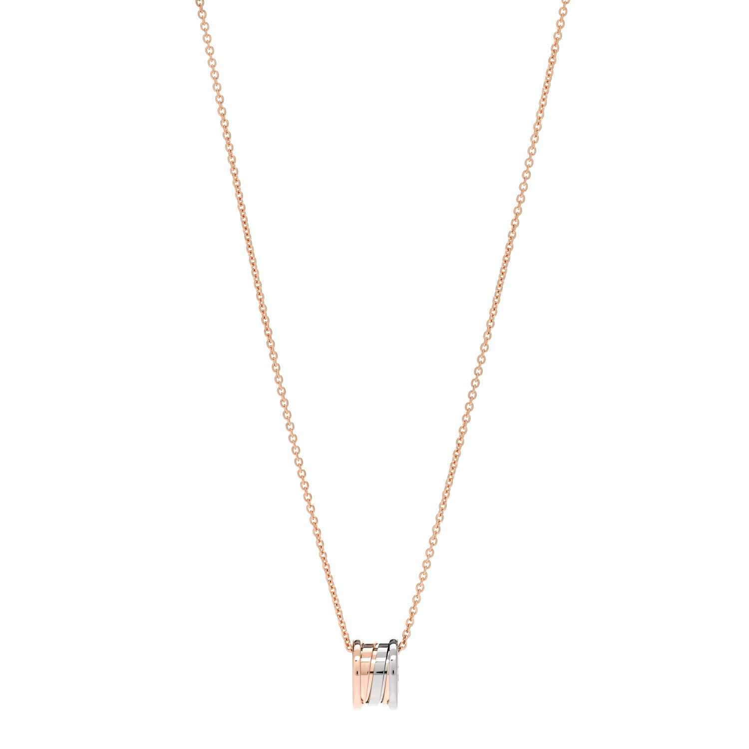 Bulgari 18K Rose White Gold B.Zero1 Pendant Necklace 1 of 6
