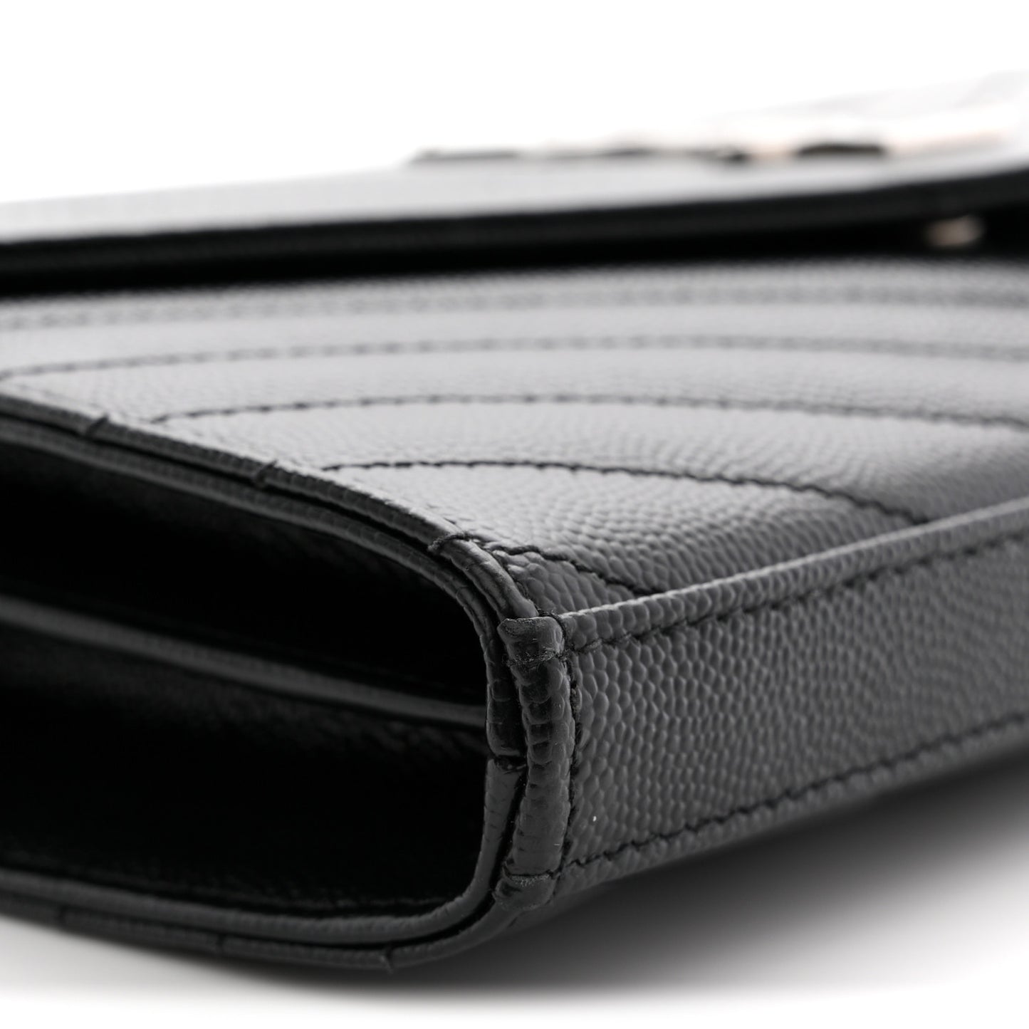 Grain De Poudre Matelasse Chevron Monogram Chain Wallet Black