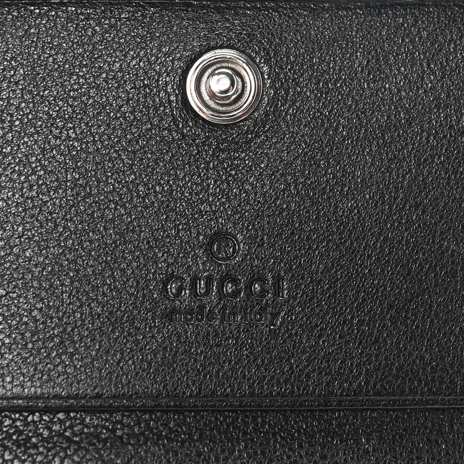 Gucci Sakai Be Green Calfskin Diagonal Stitched Blondie Card Case Wallet Black 6 of 8