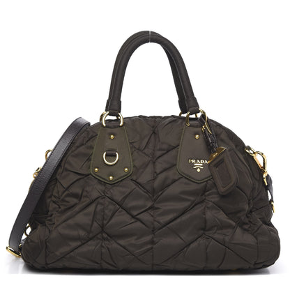 Prada Tessuto Nylon Chevron Quilted Dome Satchel Ebano 1 of 10