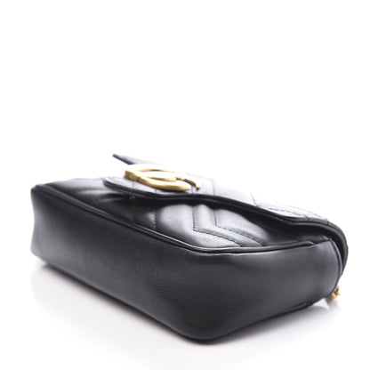 Gucci Calfskin Matelasse Super Mini GG Marmont Shoulder Bag Black 8 of 9