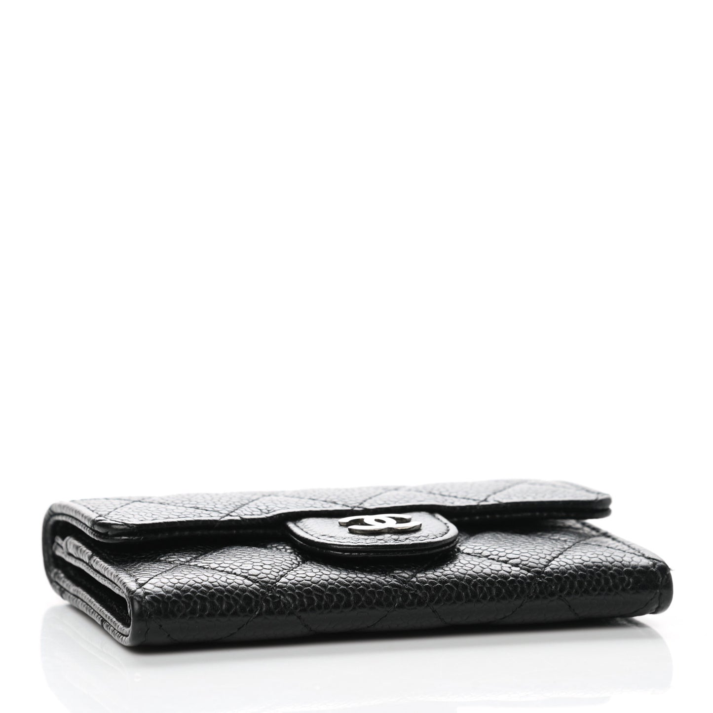 Caviar Quilted Flap Card Holder Black