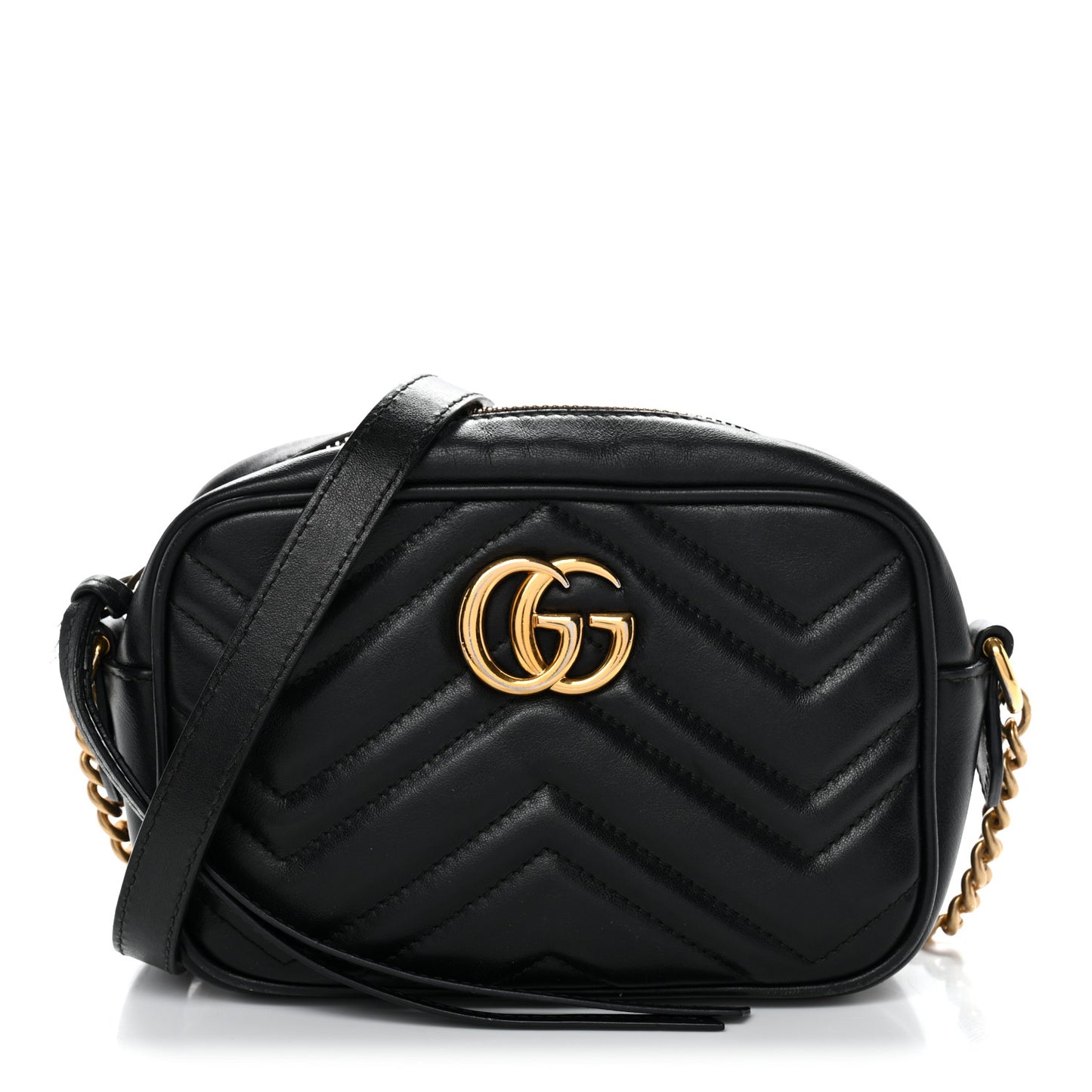 Calfskin Matelasse Mini GG Marmont Chain Shoulder Bag Black