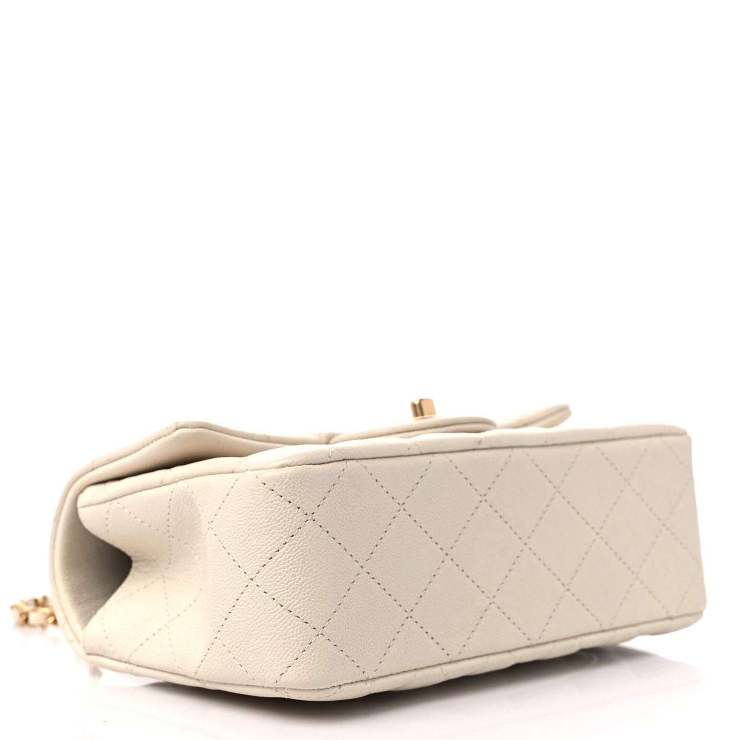 Caviar Quilted Mini Top Handle Rectangular Flap Beige