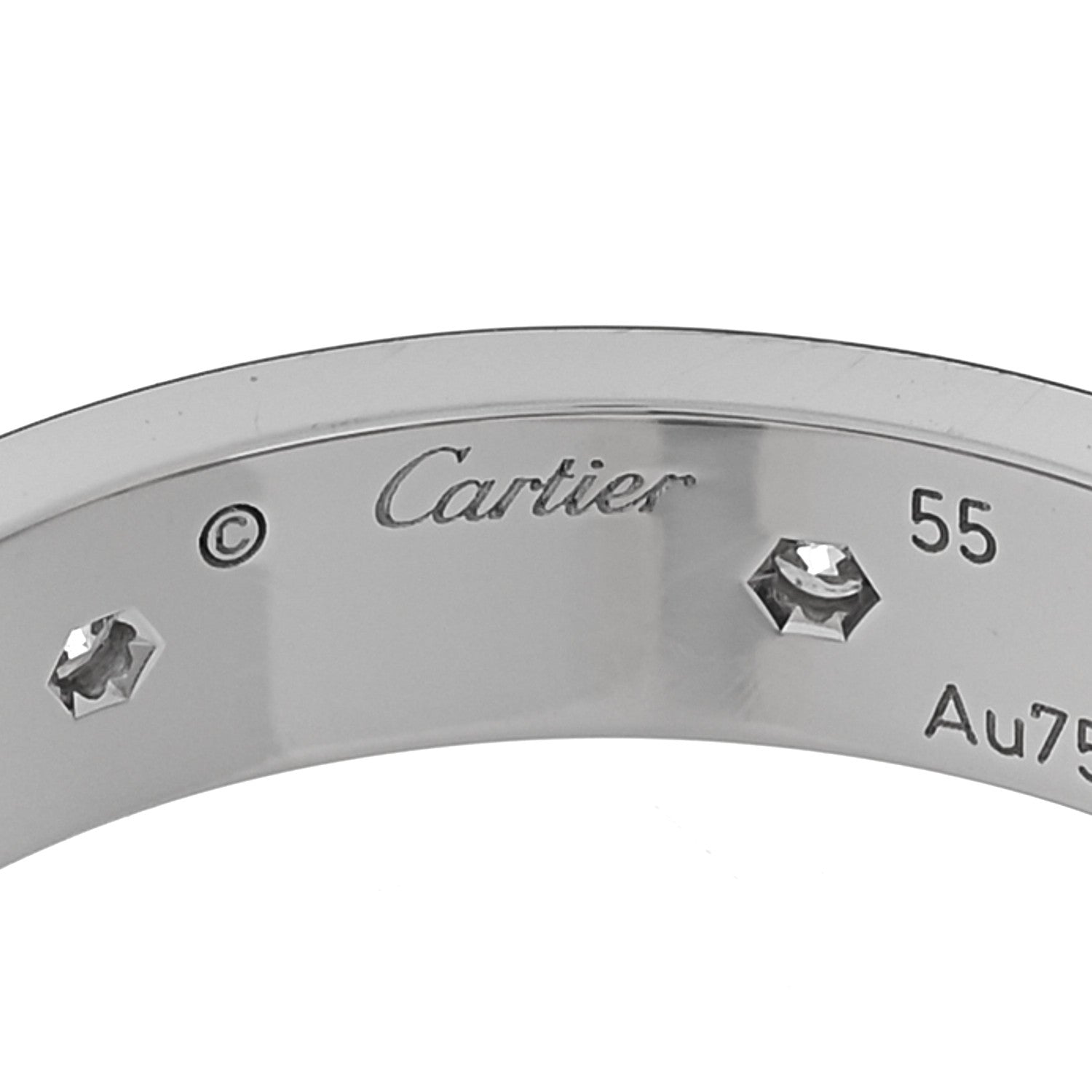 Cartier 18K White Gold 8 Diamond 4mm Wedding Band LOVE Ring 55 7.25 4 of 6