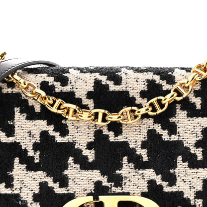 Christian Dior Tweed Houndstooth Medium Caro Bag Black Beige 8 of 10