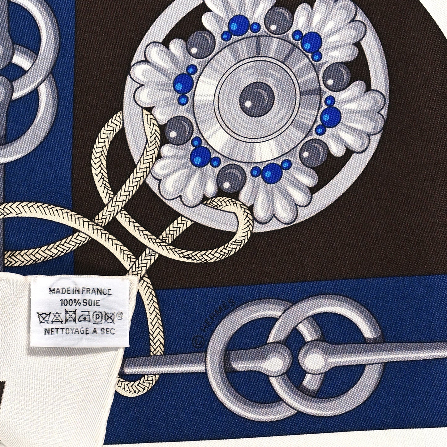 Silk Cliquetis Scarf 90 White Marine Ebene