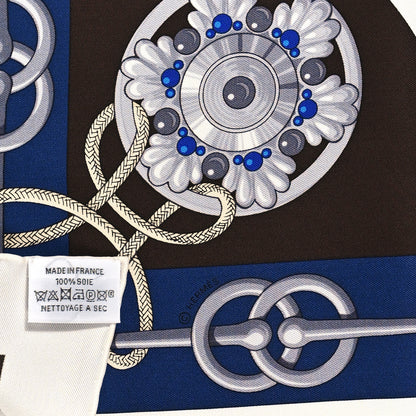 Hermes Silk Cliquetis Scarf 90 White Marine Ebene 3 of 3