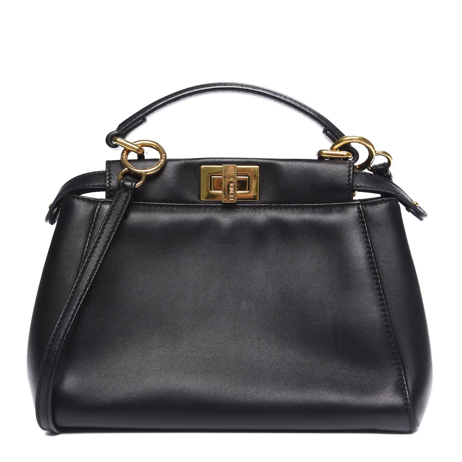 Fendi Nappa Mini Peekaboo Iconic Satchel Black 1 of 11