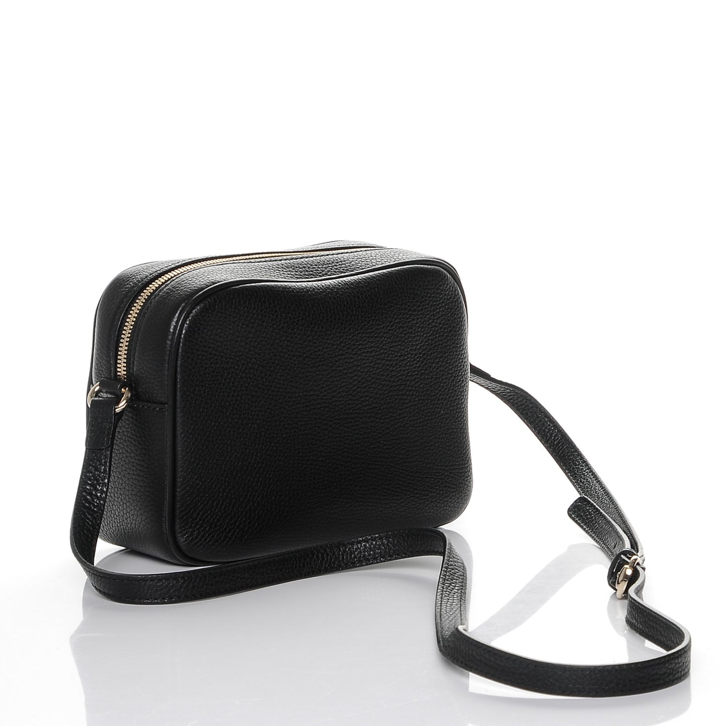 Pebbled Calfskin Small Soho Disco Bag Black