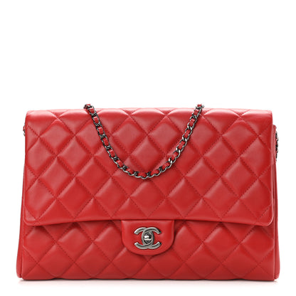 Chanel Lambskin Quilted Clutch With Chain Flap Red 1 of 11