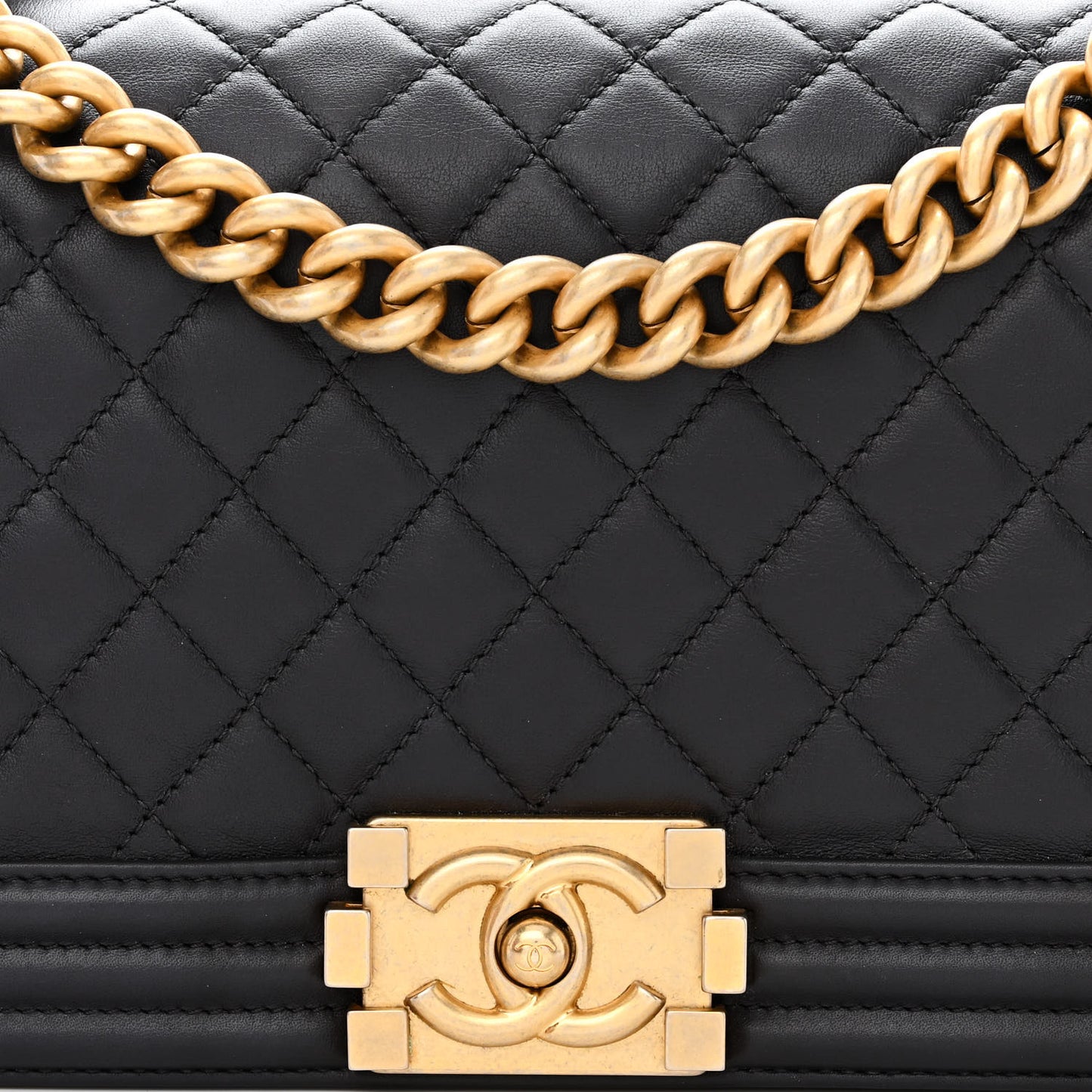 Calfskin Quilted Medium Boy Flap Black