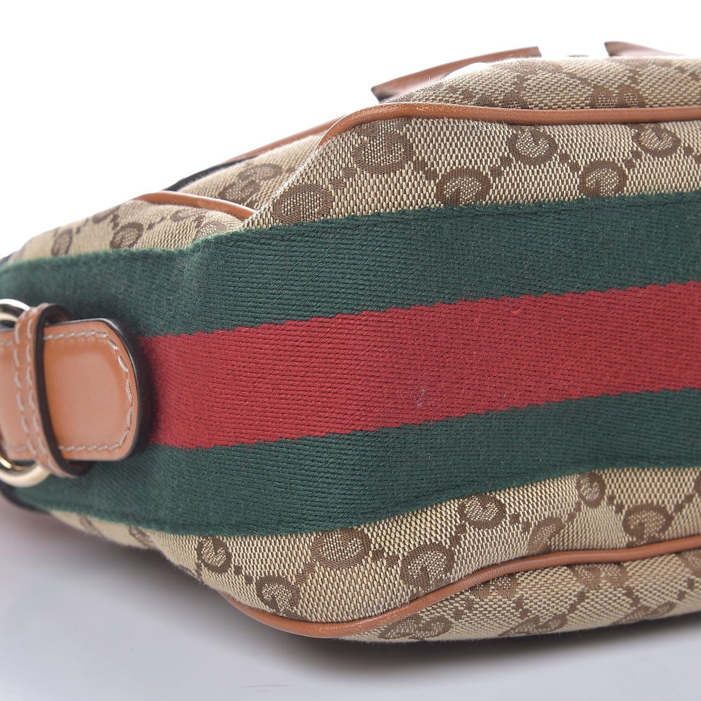 Monogram Large Horsebit Web Hobo Tan