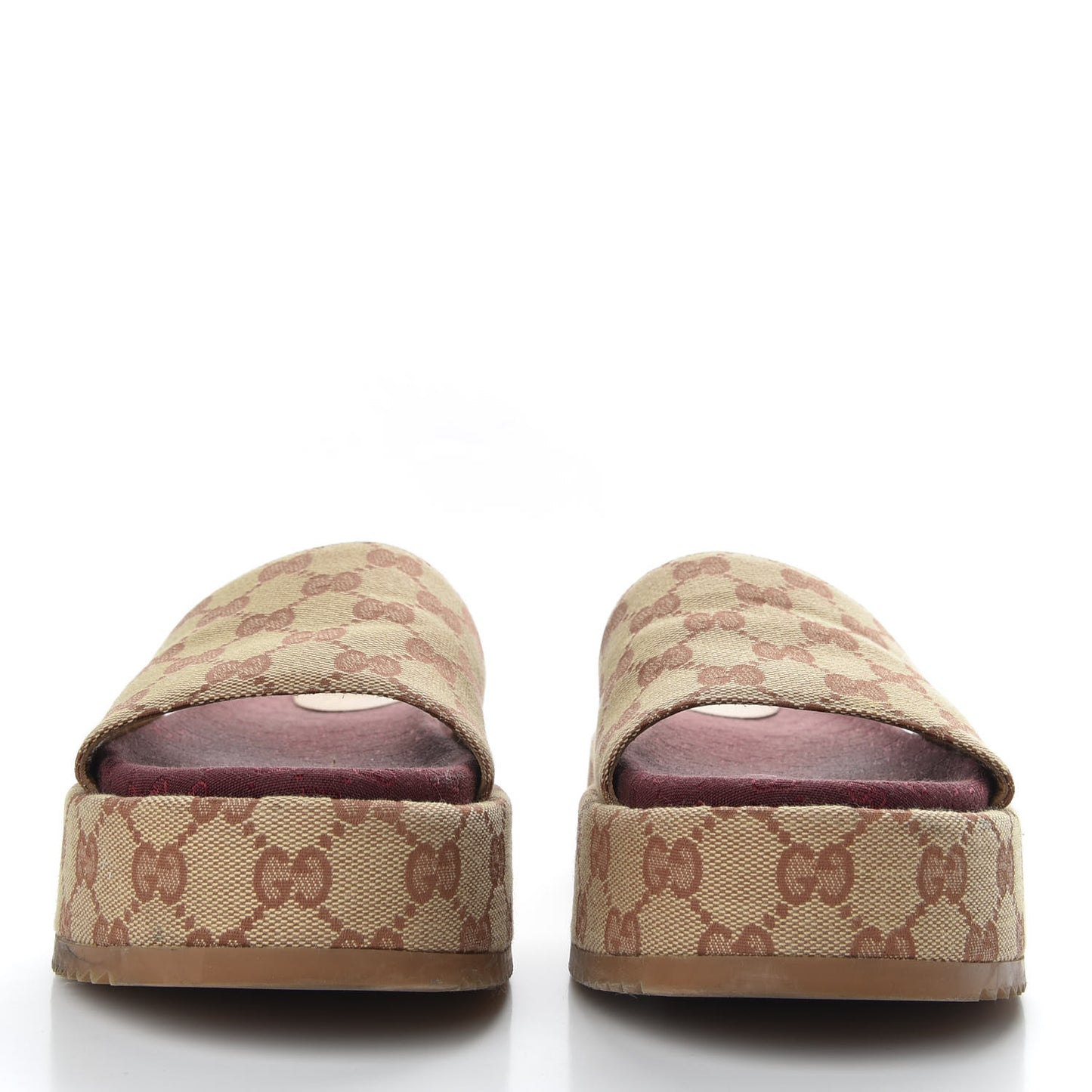 Canvas GG Monogram Angelina Platform Slide Sandals 40 Beige Ruggine