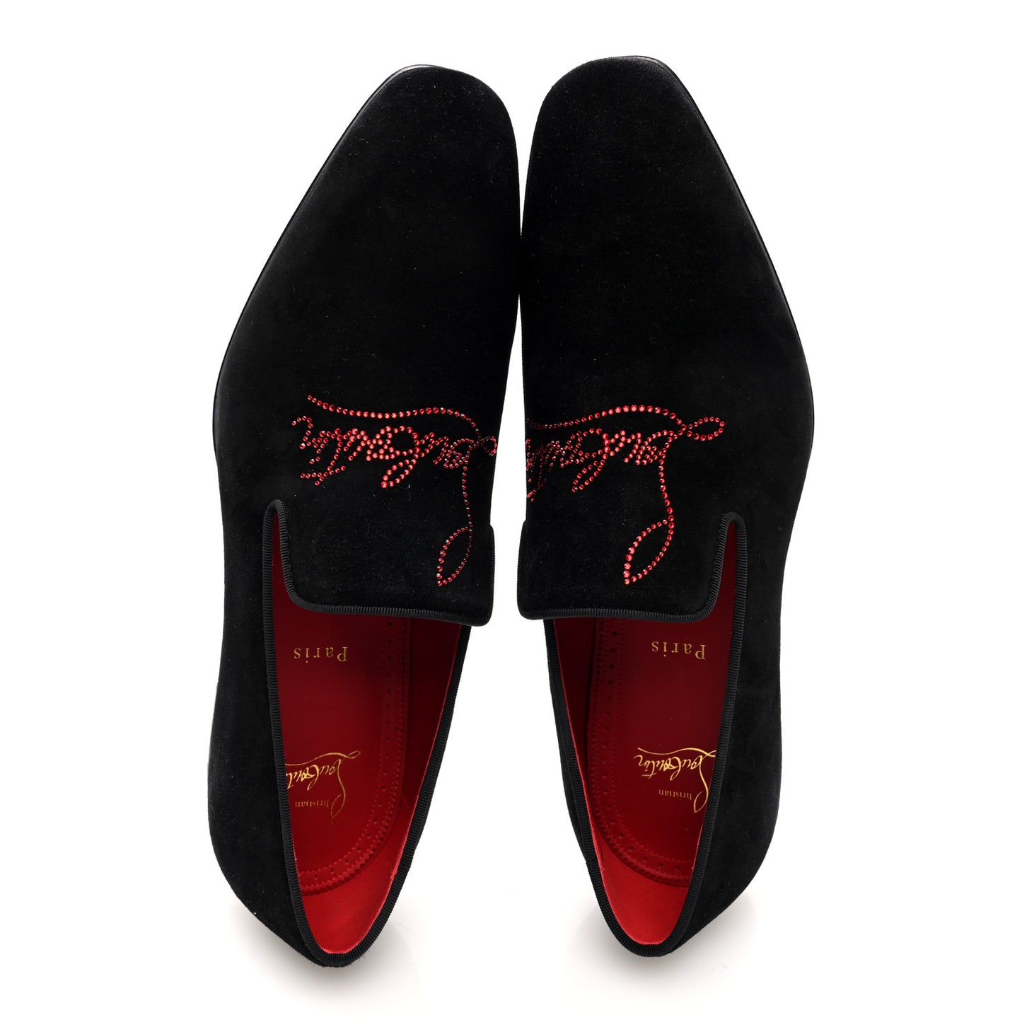 Velvet Strass Mens Dandelion Flat Loafers 42.5 Black