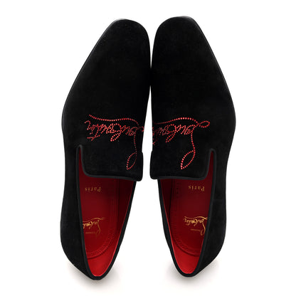 Christian Louboutin Velvet Strass Mens Dandelion Flat Loafers 42.5 Black 5 of 8