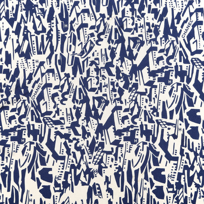 Chanel Silk Twill Hair Scarf Navy Blue White 2 of 5