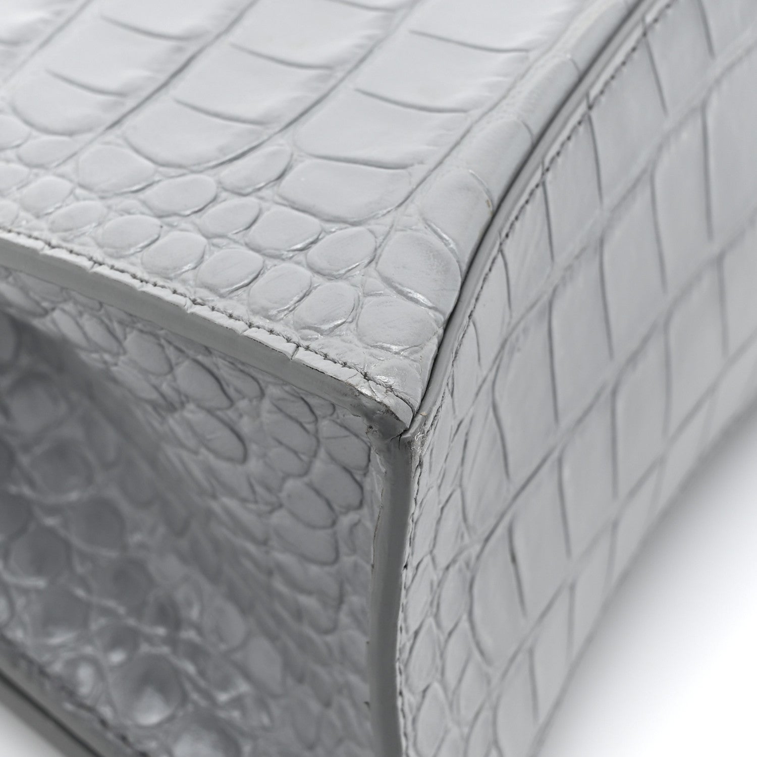 Balenciaga Shiny Calfskin Crocodile Embossed Small Hourglass Top Handle Bag Balenciaga Grey 16 of 17