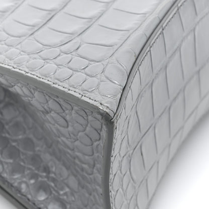 Balenciaga Shiny Calfskin Crocodile Embossed Small Hourglass Top Handle Bag Balenciaga Grey 16 of 17